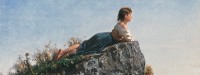 Dipinto "Fanciulla sulla roccia a Sorrento" (particolare)