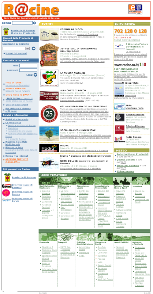 La sesta home page di Racine (2003-2011)