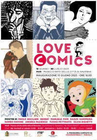 Locandina inaugurazione mostra "Love comics"