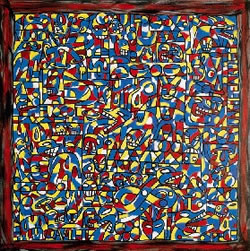 Lunghe lingue, 1991, acrilico su tela, cm 130 x 130