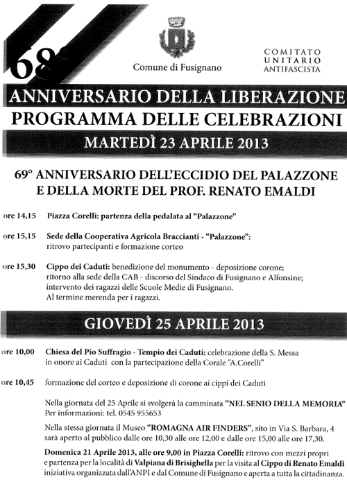 Programma di Fusignano per la Festa della Liberazione 2013